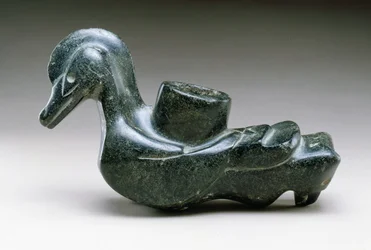 Bird effigy pipe, 100-600 steatite